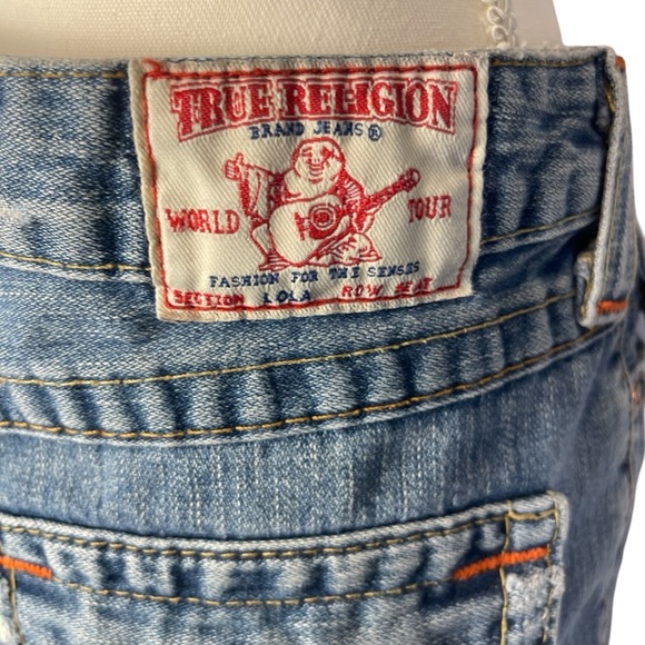 Vintage True Religion Denim Mini Skirt Distressed‎ Size 28 M0220 - Picture 5 of 7